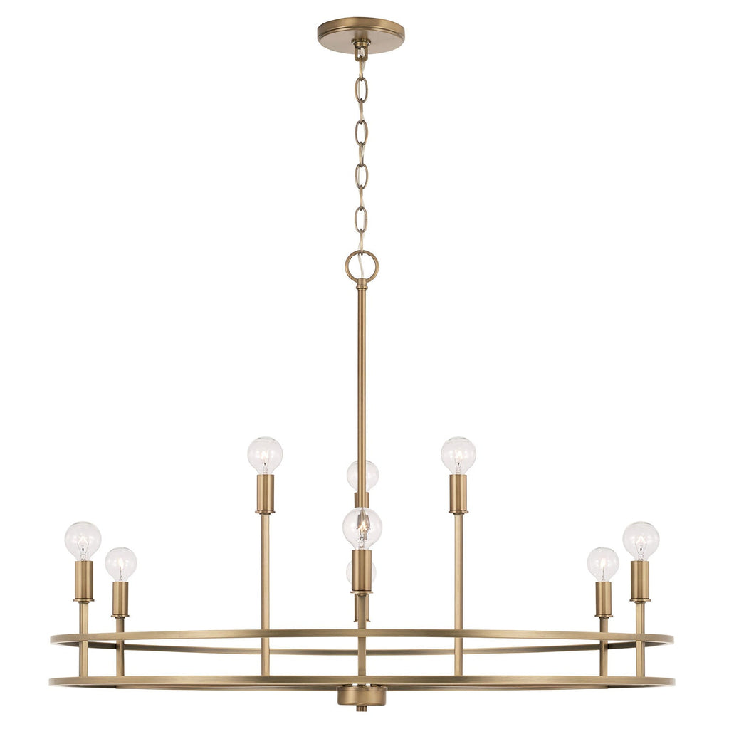 Lustre Fuller à 9 lumières - Laiton vieilli
