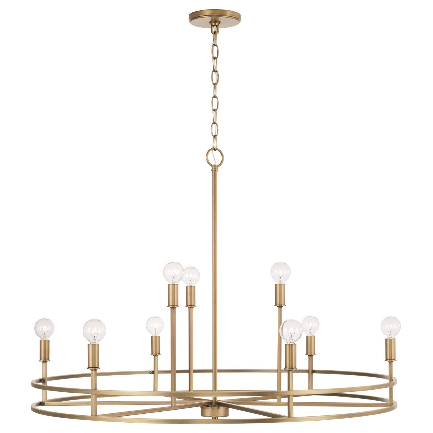 Lustre Fuller à 9 lumières - Laiton vieilli