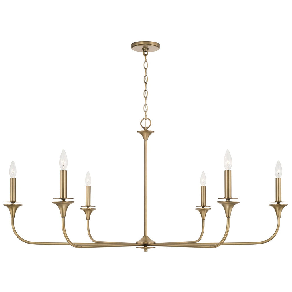 Lustre Presley à 6 lumières - Laiton vieilli