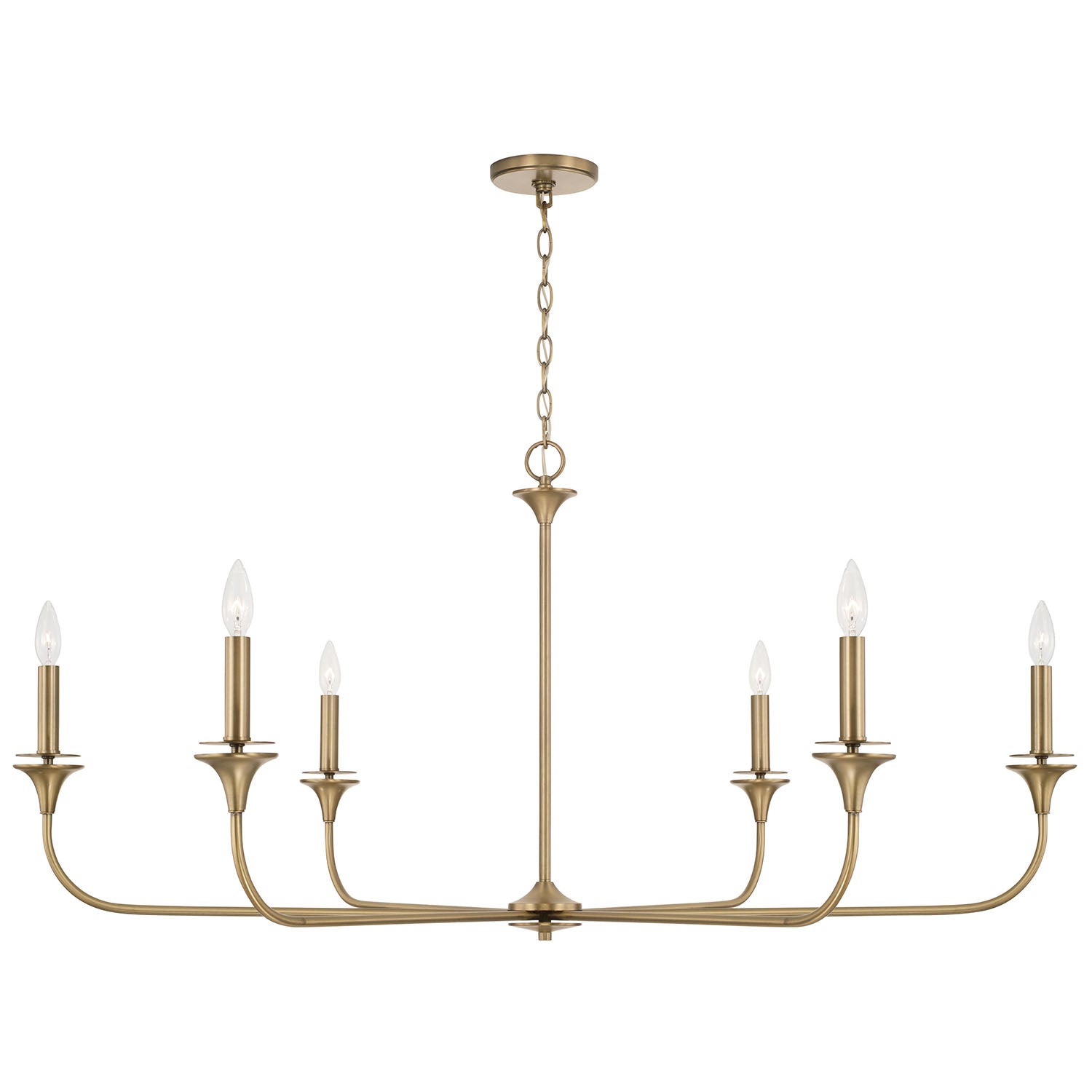 Lustre Presley à 6 lumières - Laiton vieilli