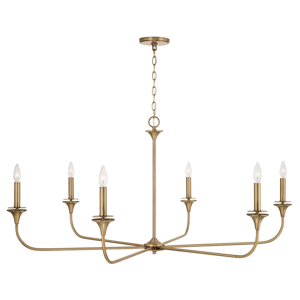 Lustre Presley à 6 lumières - Laiton vieilli