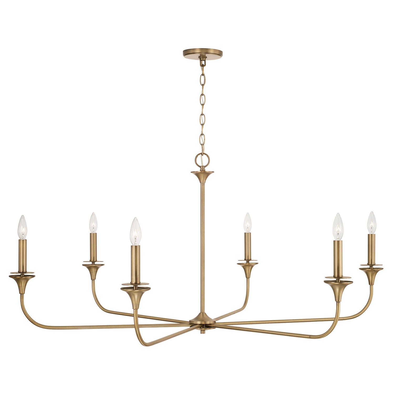 Lustre Presley à 6 lumières - Laiton vieilli