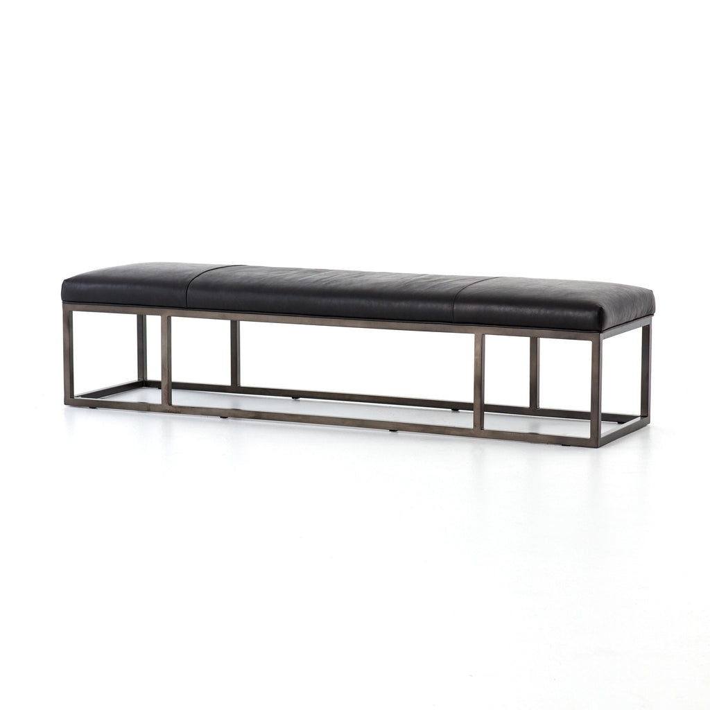 Banc en cuir noir Beaumont