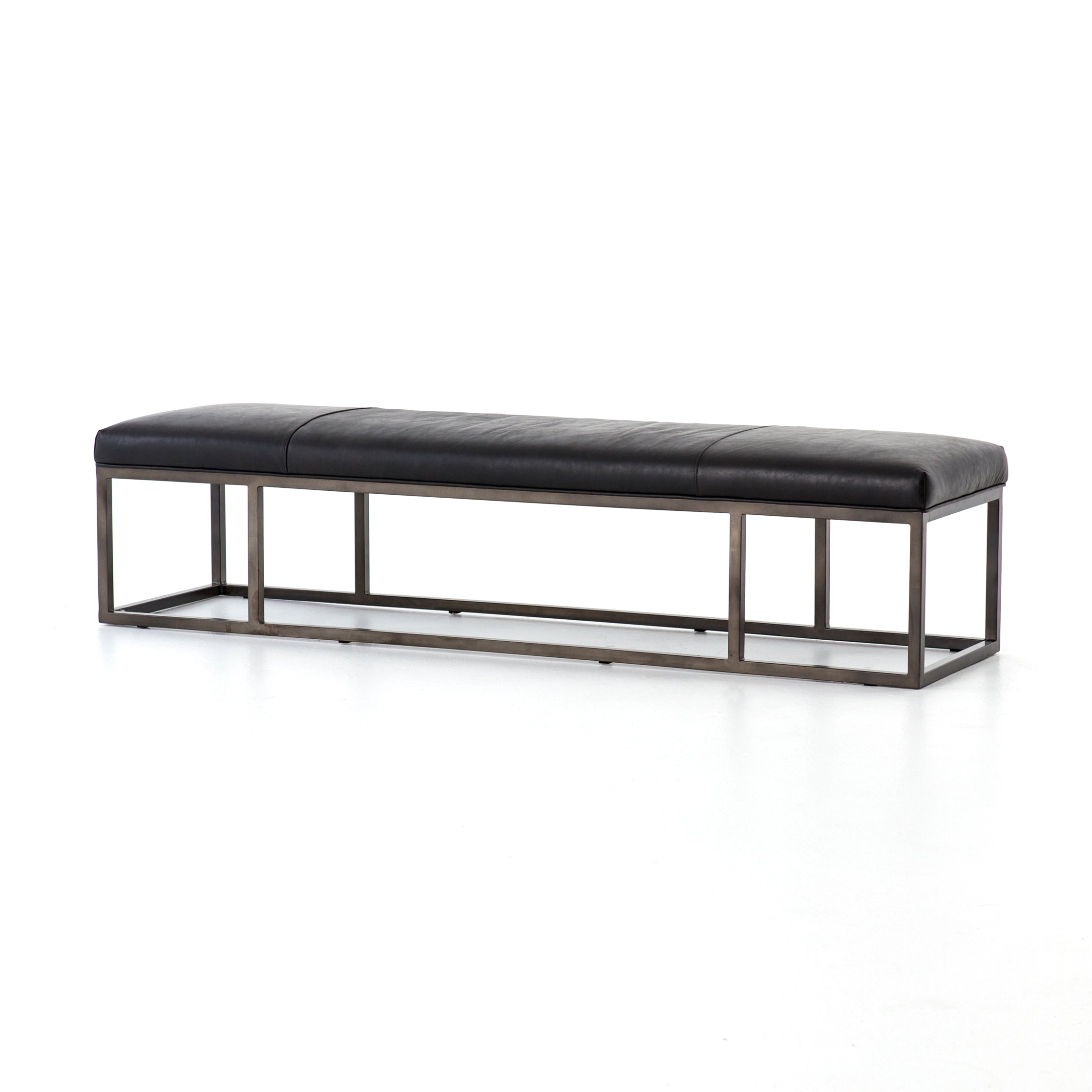 Banc en cuir noir Beaumont