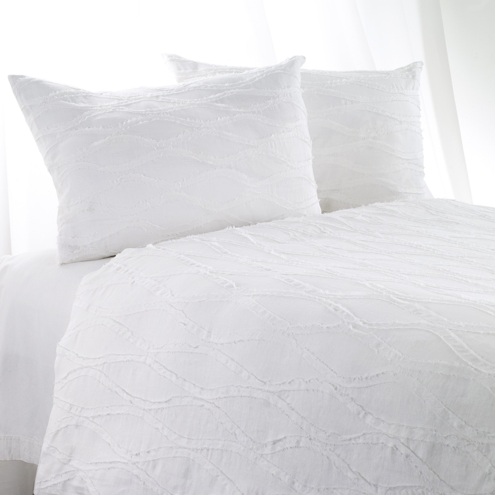 Housse de couette effilochée - Blanche
