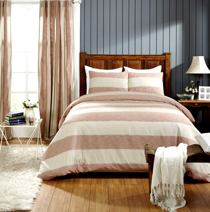 Housse de couette et taies d'oreiller Hampton - Corail
