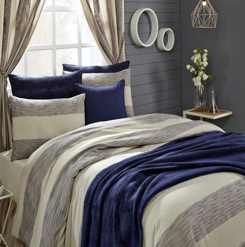 Housse de couette et taies d'oreiller Hampton - Bleu marine
