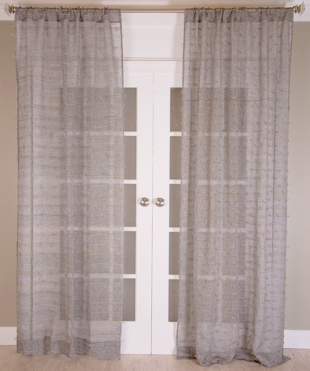 Panneau de draperie en lin et jute - Anthracite