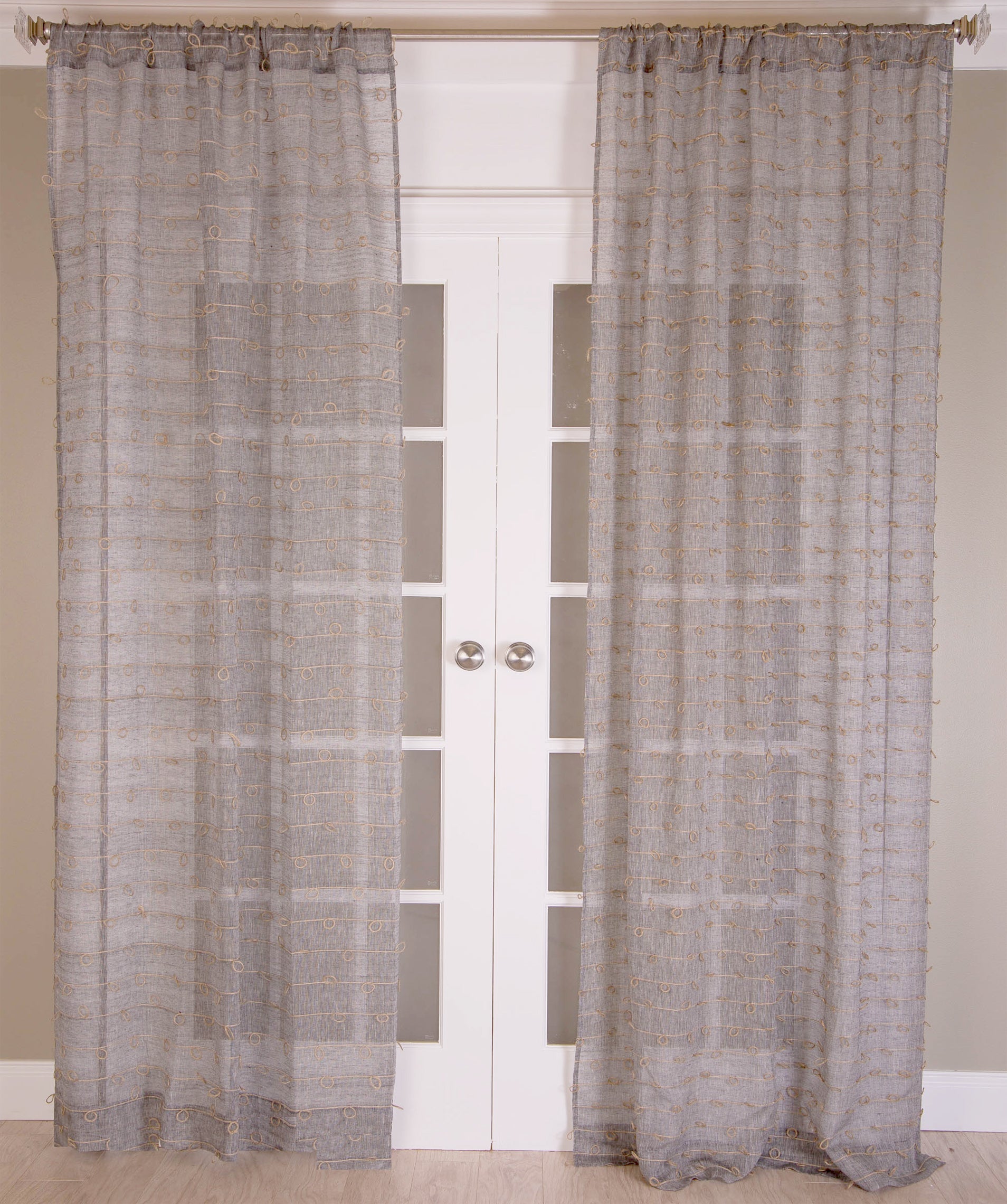 Panneau de draperie en lin et jute - Anthracite