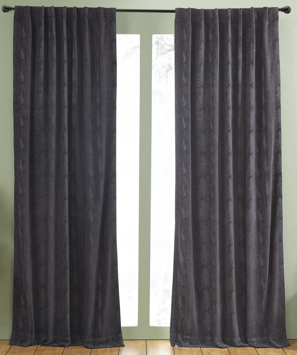 Panneau de draperie en velours écrasé - Noir