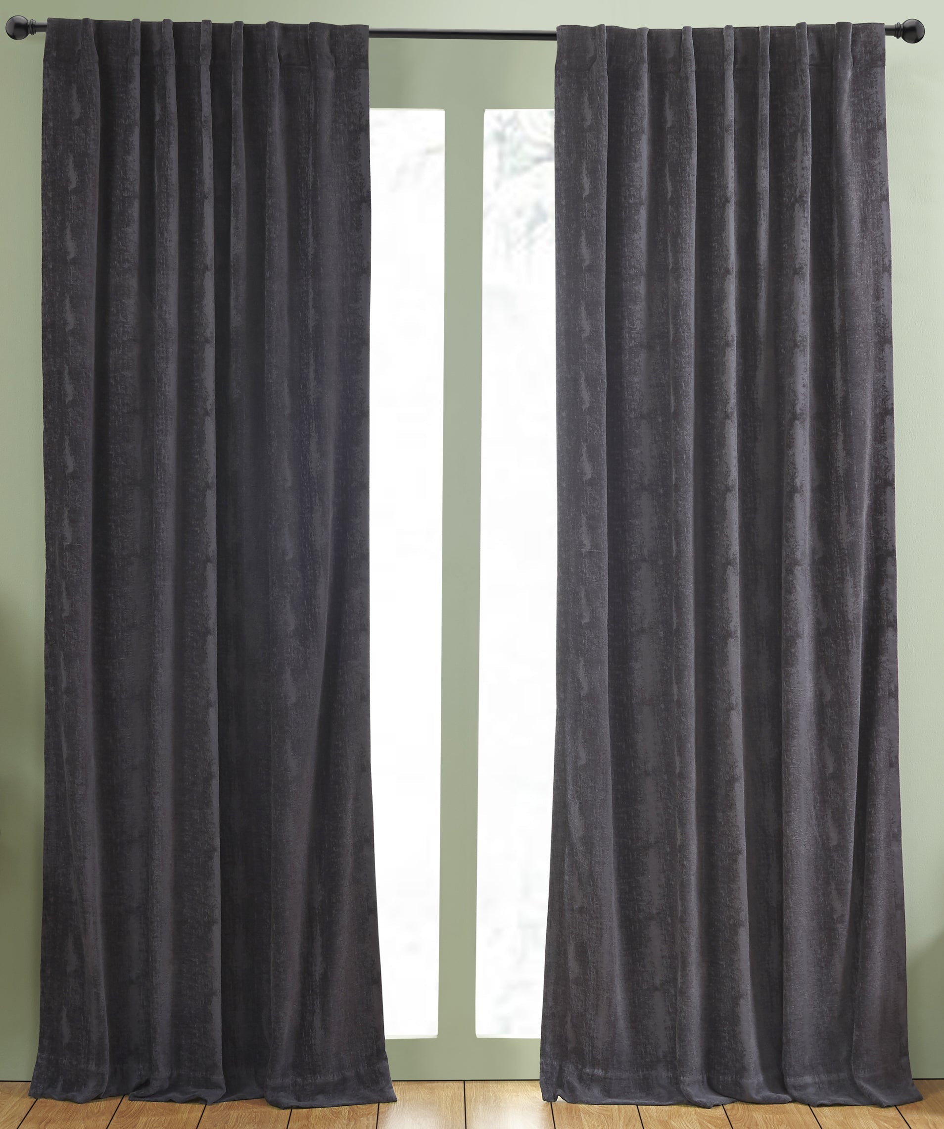 Panneau de draperie en velours écrasé - Noir