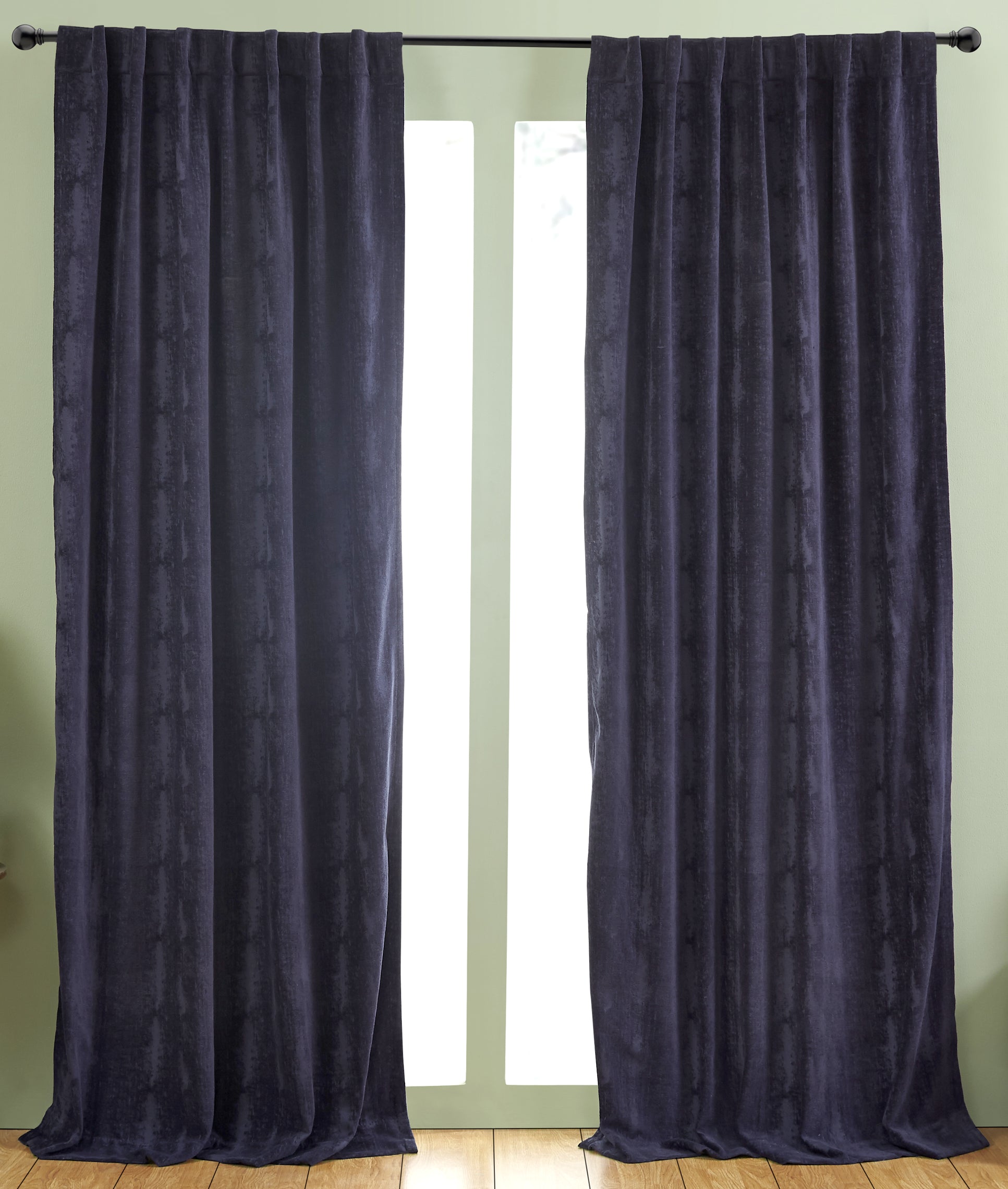 Panneau de draperie en velours écrasé - Bleu marine