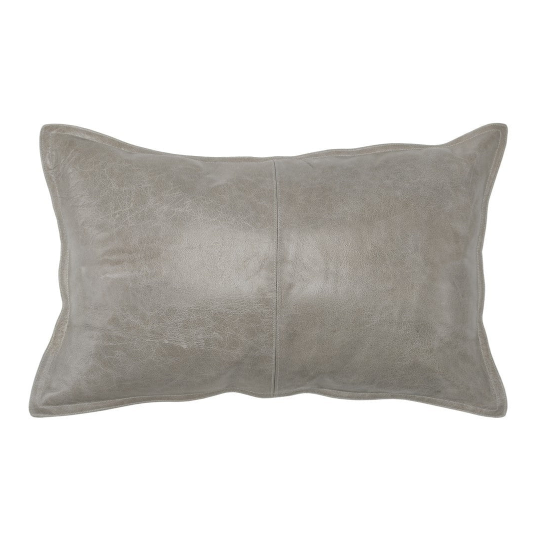 Coussin en cuir gris brochet 14x26 