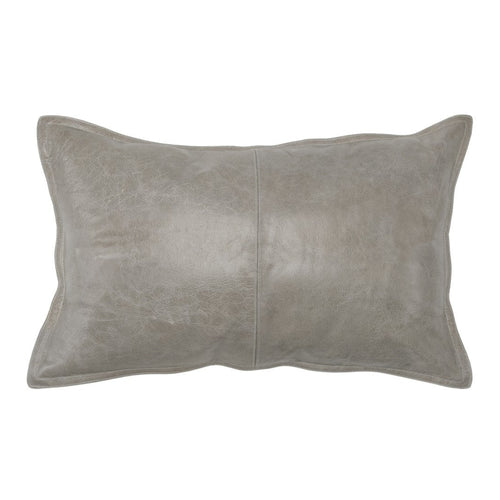Coussin en cuir gris brochet 14x26 